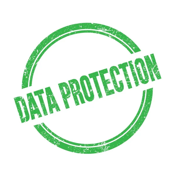 DATA PROTECTION yeşil grungy vintage yuvarlak pul üzerine yazılmış metin.