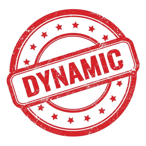 Kırmızı grungy vintage lastik mühür üzerine DYNAMIC metin.