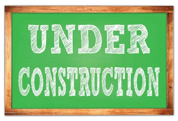 Construction Written Green Wooden Frame School Blackboard — Stock Photo, Image