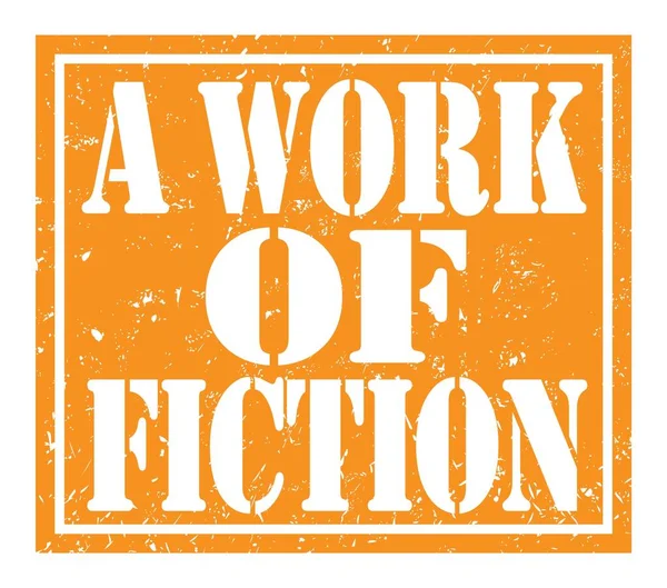Bir kurgu eseri, turuncu mühür üzerine yazılmış kelimeler.