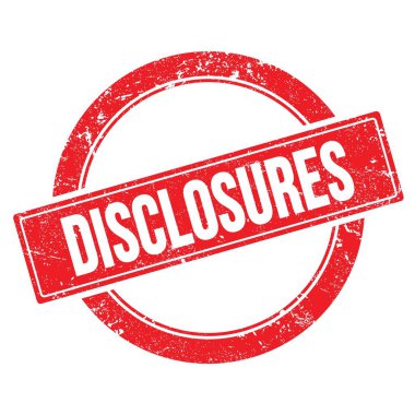 Kırmızı grungy yuvarlak vintage pul üzerinde disCLOSURES metin.