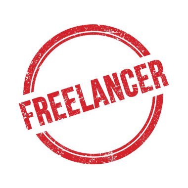 Kırmızı grungy vintage yuvarlak pul üzerine FREELANCER metin.