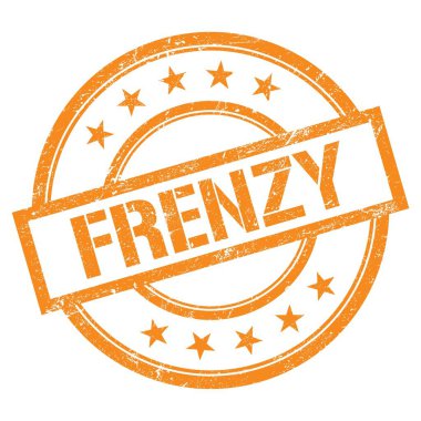 Turuncu yuvarlak vintage kauçuk damgalı FRENZY metin.