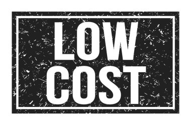 Düşük maliyet, siyah dikdörtgen mühür işareti üzerine yazılmış kelimeler