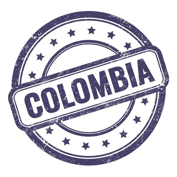 Colombia Text Indigo Blue Grungy Vintage Rubber Stamp — ストック写真