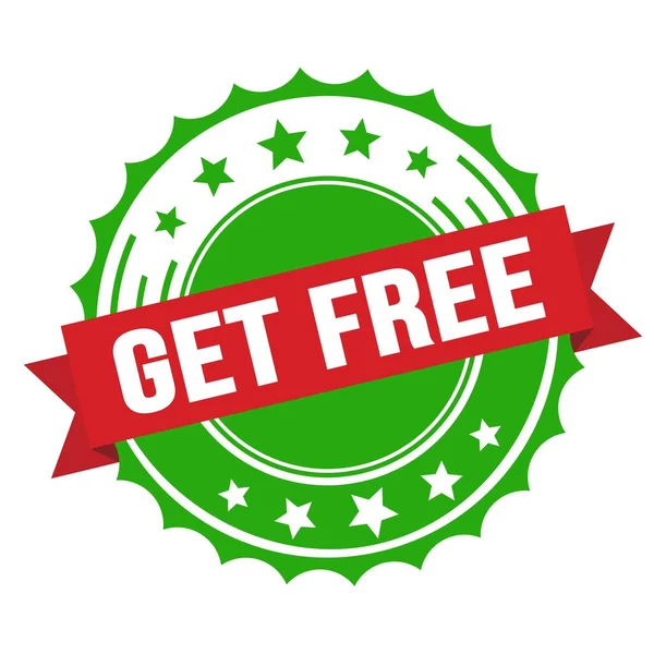 Get Free Text Red Green Ribbon Badge Stamp — Stockfoto