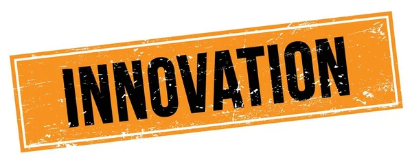 Innovation Text Black Orange Grungy Rectangle Stamp Sign — Fotografia de Stock