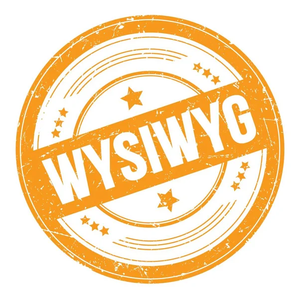 Turuncu yuvarlak grungy desen damgalı WYSIWYG metni.