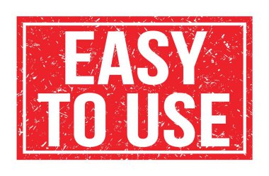 Kullanımı kolay, kırmızı dikdörtgen damga işareti üzerine yazılmış kelimeler