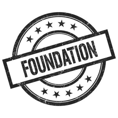 Siyah yuvarlak vintage kauçuk damga üzerine yazılmış Kuruluş metni.