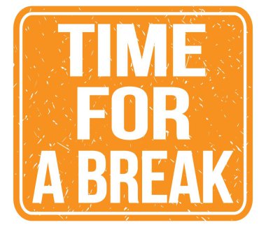 Mola zamanı, turuncu vintage pul üzerine yazılmış metin.