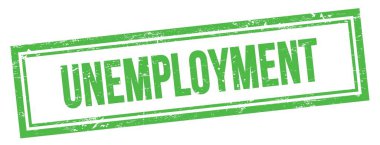 Yeşil grungy vintage dikdörtgen damgalı UNEMPLOYMENT metni.
