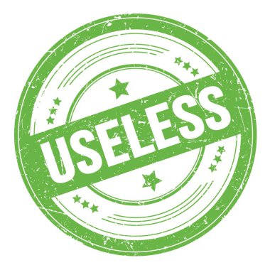 Yeşil yuvarlak grungy doku damgası üzerine yararsız metin.