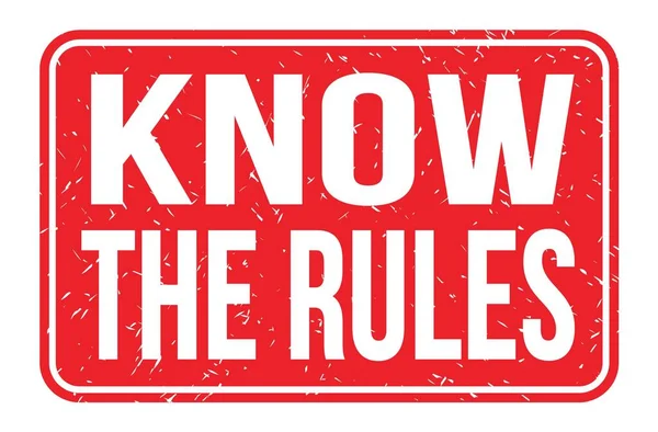 Kuralları Bil Kırmızı Dikdörtgen Işareti Üzerine Yazılmış Kelimeler — Stok fotoğraf