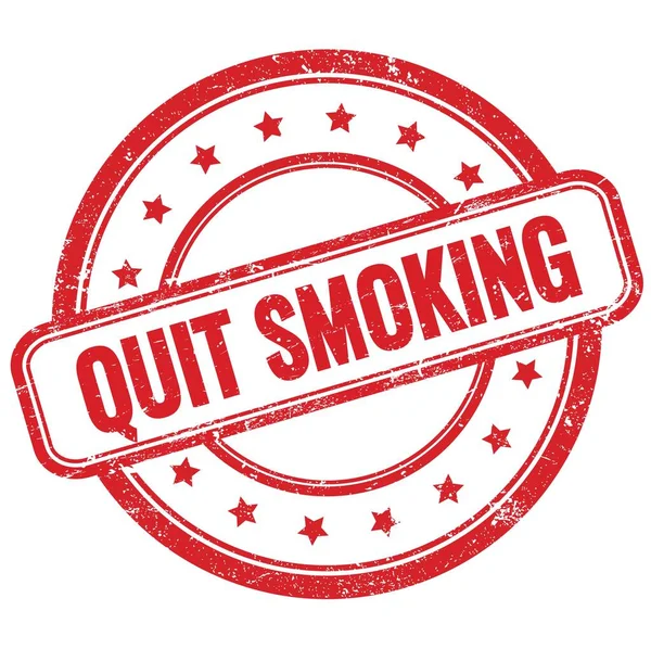 Quit Smoking Text Red Vintage Grungy Rubber Stamp — Stockfoto