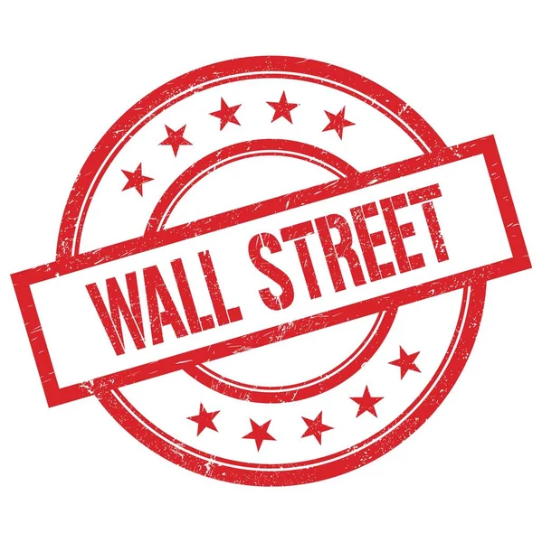 Wall Street Text Skriven Röd Rund Vintage Gummi Stämpel — Stockfoto