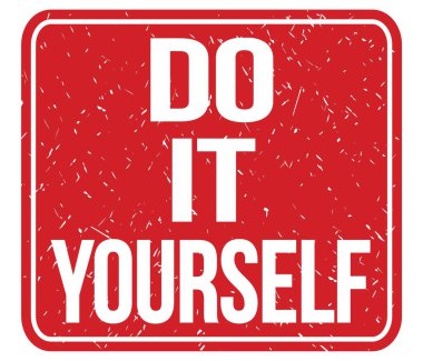 DO IT YOURSELF, text written on red vintage stamp sign