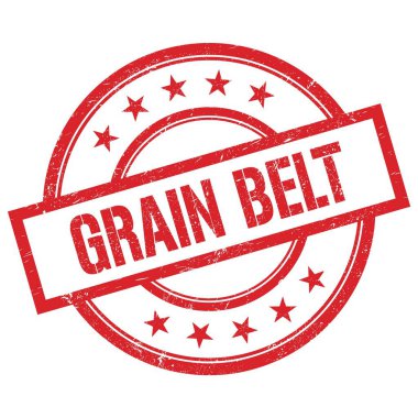 GRAIN BELT text written on red round vintage rubber stamp.