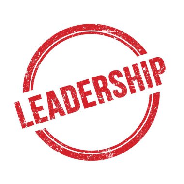 LEADERSHIP text written on red grungy vintage round stamp.