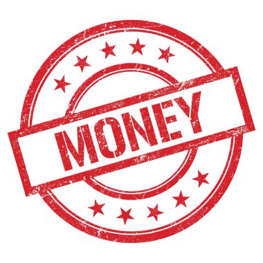 MONEY text written on red round vintage rubber stamp.