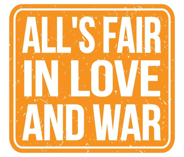 All Fair Love War Text Written Orange Vintage Stamp Sign — Zdjęcie stockowe