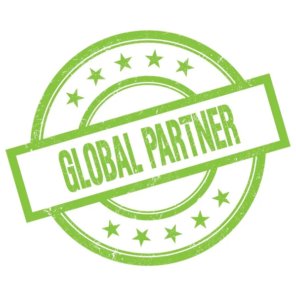 Global Partner Text Written Green Vintage Rubber Stamp — 스톡 사진