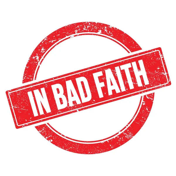 Текст Bad Faith Червоній Гранжевій Круглої Вінтажної Марки — стокове фото
