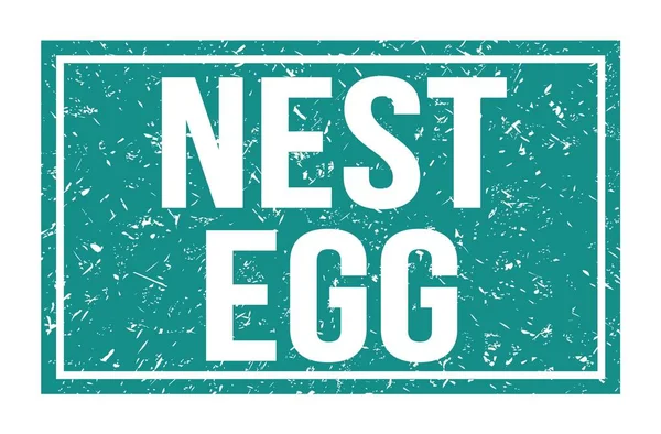 Nest Egg Woorden Geschreven Blauwe Rechthoek Stempel Teken — Stockfoto