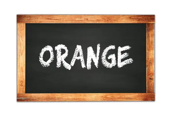 Orange Text Written Black Wooden Frame School Blackboard — Fotografia de Stock