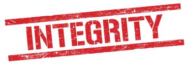 Kırmızı grungy dikdörtgen damga işareti üzerinde INTEGRITY metin.
