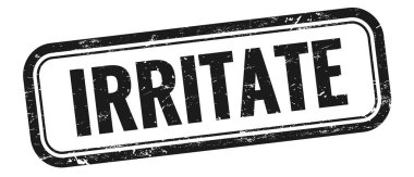IRRITATE text on black grungy vintage rectangle stamp.