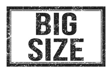 Büyük SIZE, siyah dikdörtgen mühür işareti üzerine yazılmış kelimeler
