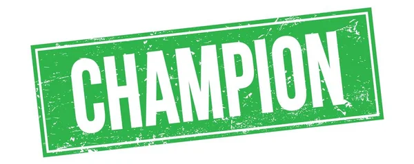 Champion Text Green Grungy Rectangle Stamp Sign — Stockfoto