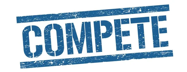 Compete Text Blue Grungy Lines Stamp Sign — Stock Photo, Image
