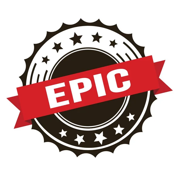 Epic Text Red Brown Ribbon Badge Stamp — Stockfoto