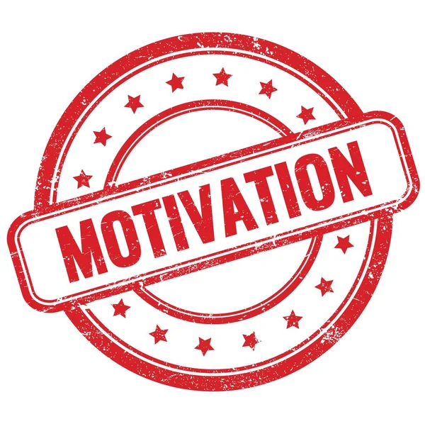 MOTIVATION text on red vintage grungy round rubber stamp.