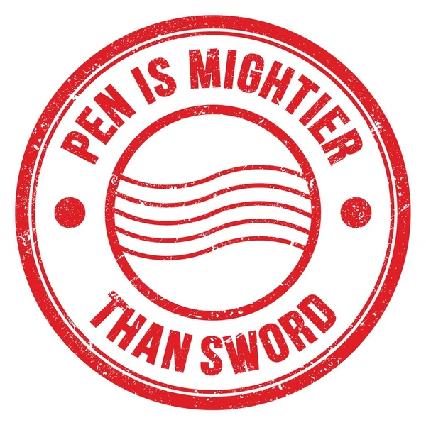 Pen Mightier Sword Text Written Red Postal Stamp Sign — Stock Photo, Image