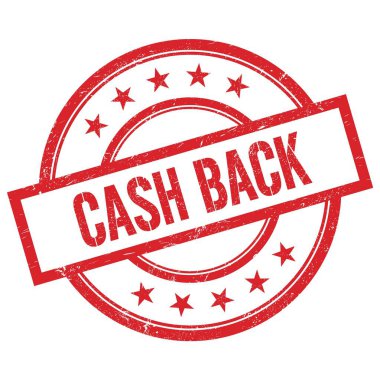 CASH BACK text written on red round vintage rubber stamp.
