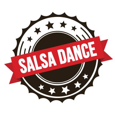 SALSA DANCE text on red brown ribbon badge stamp.