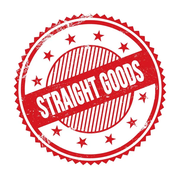 Straight Goods Text Written Red Grungy Zig Zag Borders Stamp — 스톡 사진