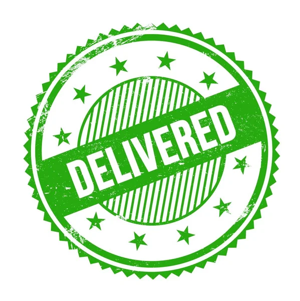 Delivered Text Written Green Grungy Zig Zag Borders Stamp — Stockfoto