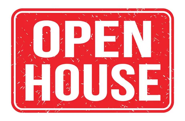 Open House Words Written Red Rectangle Stamp Sign — Stockfoto