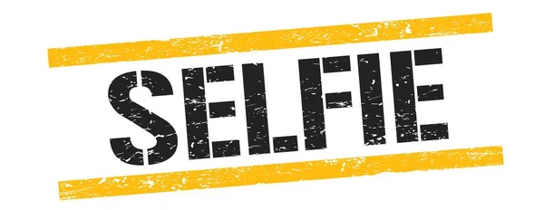 Selfie Text Black Yellow Grungy Lines Stamp Sign — 图库照片