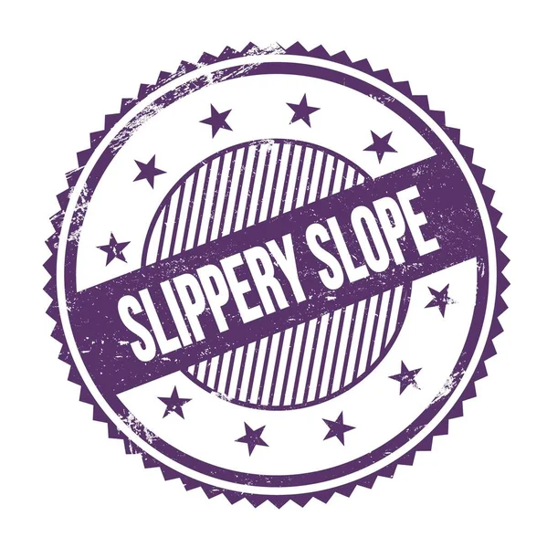 Slippery Slope Text Written Purple Indigo Grungy Zig Zag Borders — Stockfoto