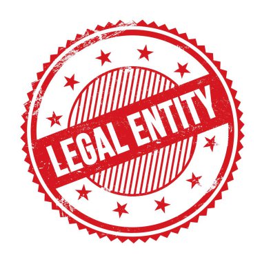 LEGAL ENTITY text written on red grungy zig zag borders round stamp.