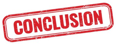 CONCLUSION text on red grungy rectangle stamp.