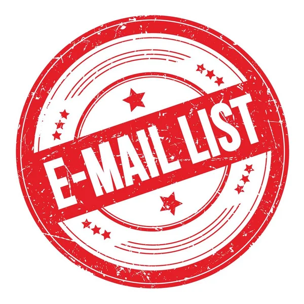 Mail List Text Red Grungy Texture Stamp — Fotografia de Stock