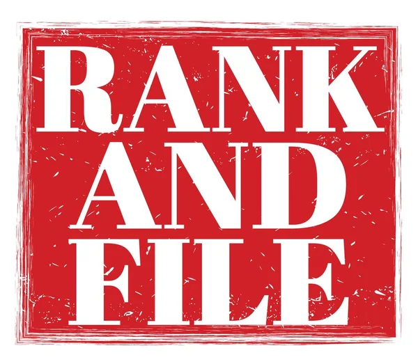 Rank File Scritta Sul Cartello Rosso Del Francobollo — Foto Stock