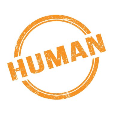 Turuncu grungy vintage yuvarlak pulla yazılmış İNSAN metni.
