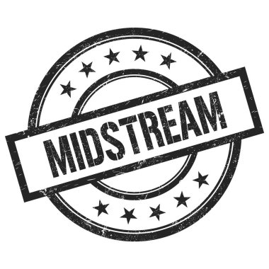 MIDSTREAM metin siyah yuvarlak vintage kauçuk damga üzerine yazılmış.